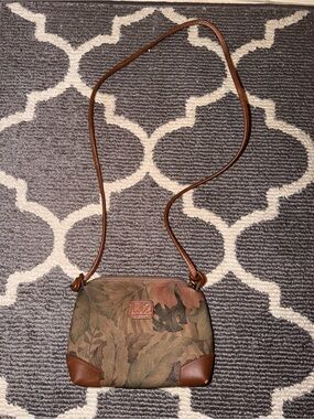 Liz Claiborne Brown Camo Crossbody with Leather Trim